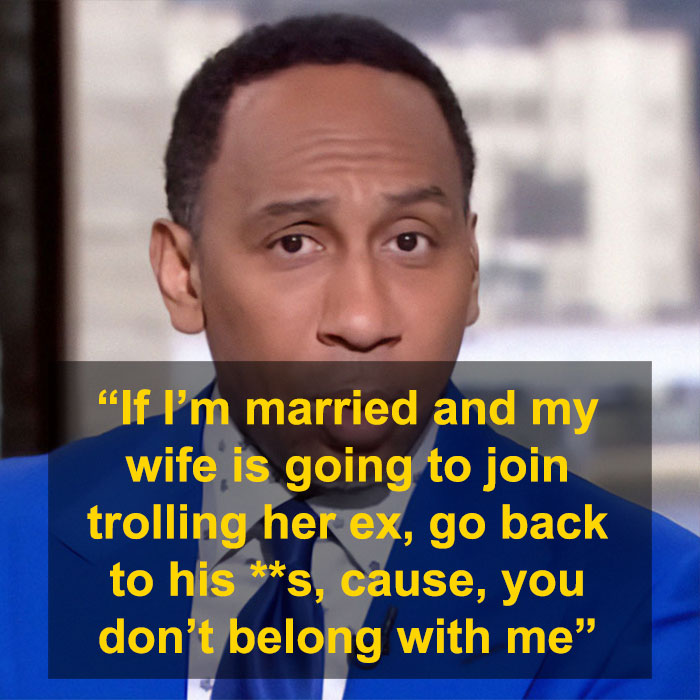 Stephen A. Smith expresses opinions on marital issues, highlighting discussions about trolling your ex in a viral statement. Stephen A. Smith expresses opinions on marital issues, highlighting discussions about trolling your ex in a viral statement.