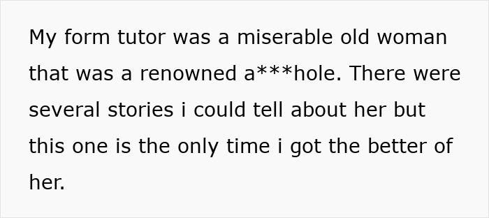 Text excerpt about a student's revenge on a teacher for repeatedly mispronouncing names.