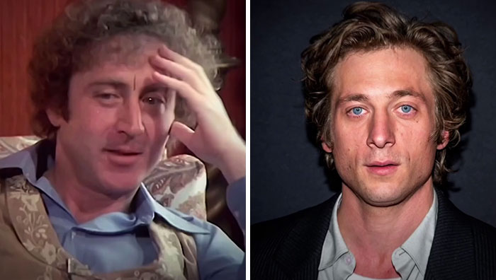 Old and young actors side by side, showcasing uncanny doppelganger similarity.