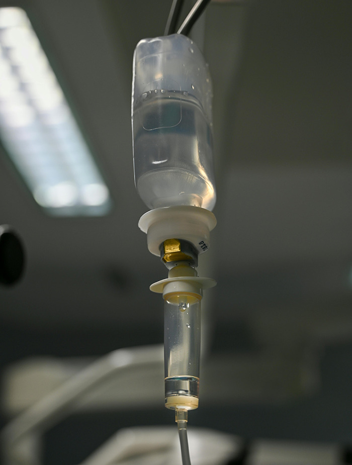 IV drip in hospital setting.