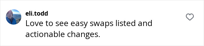 Comment by eli.todd about kitchen swaps and changes mentioned by a doctor. Comment by eli.todd about kitchen swaps and changes mentioned by a doctor.