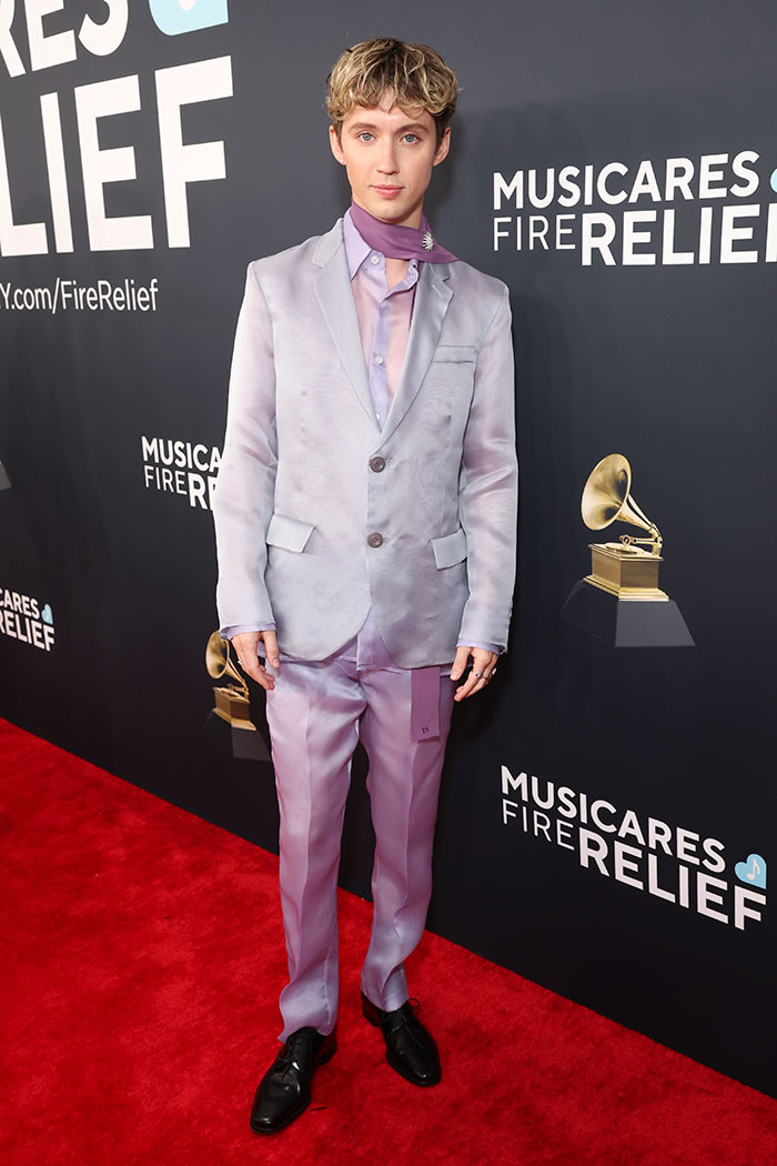 Stylish outfit on the red carpet at the 67th Grammy Awards.