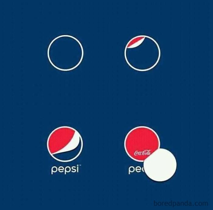 Pepsi and Coca-Cola logos humorously transformed, depicting a creative twist on brand rivalry.