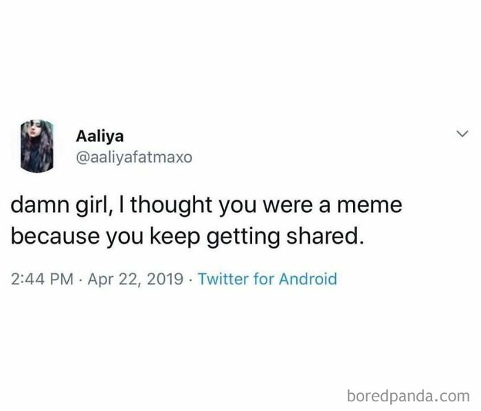 A funny and random internet meme tweet about being frequently shared.