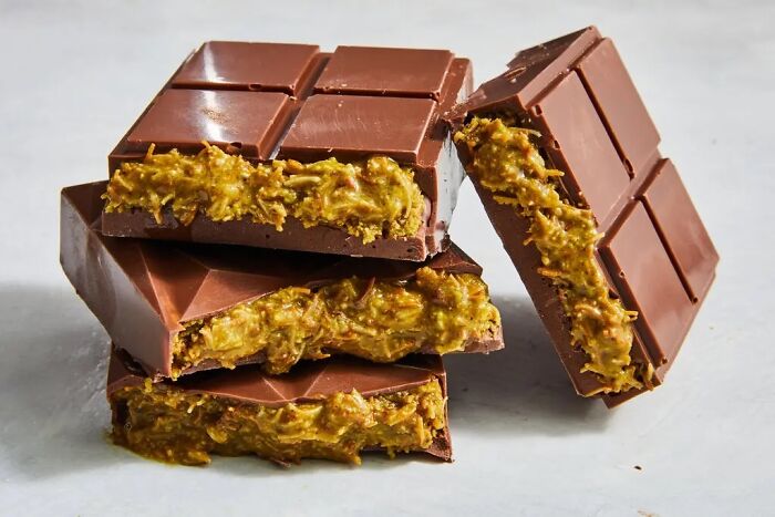 Chocolate bars with a unique filling, showcasing an unpopular opinion in sweet treats.