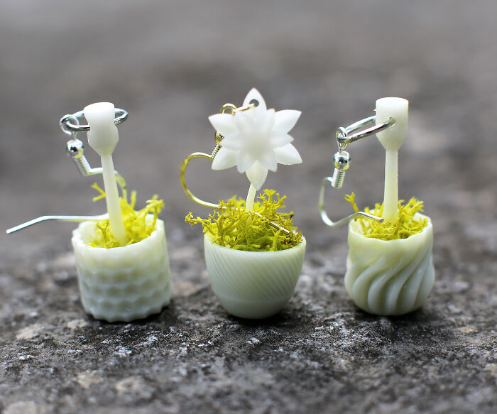 We Make Wearable Plant Holders, Here Are The Earrings (9 Pics)