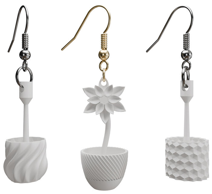 We Make Wearable Plant Holders, Here Are The Earrings (9 Pics)