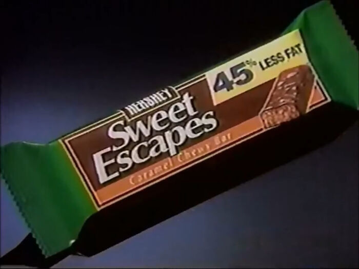 Sweet Escapes candy bar from the 90s and 2000s, labeled 45% less fat.