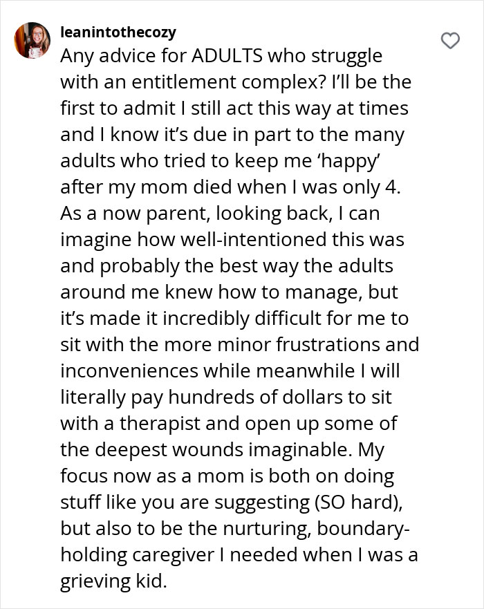 Text from a parenting expert on managing entitlement and frustration in adults and children.