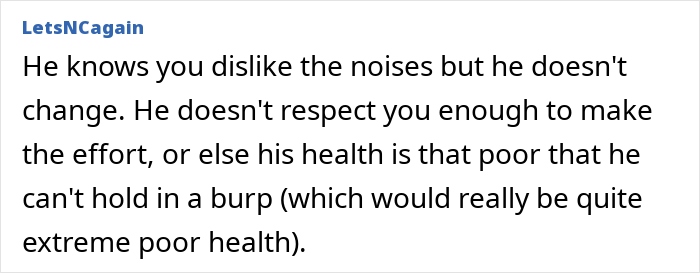 Text image discussing wife's dislike for husband's old man noises and lack of change. Text image discussing wife's dislike for husband's old man noises and lack of change.