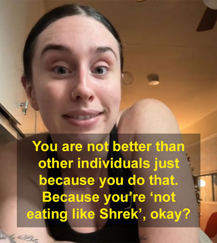 Person with a sarcastic expression addressing weight loss influencer criticism about working out while ill.