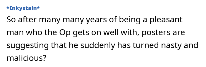 Text image questioning a husband's change from pleasant to malicious, related to surprise birthday trip.