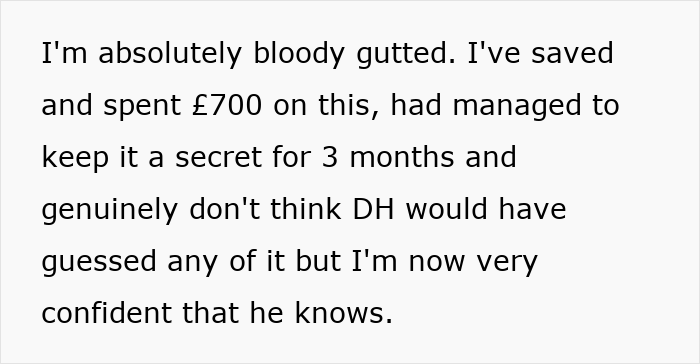 Text from a disappointed woman about a surprise birthday trip secret ruined after 3 months.