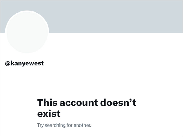 Twitter account suspension notice for user @kanyewest, related to Bianca Censori's comment denial.