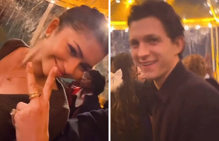 Zendaya and Tom Holland at a lively family party atmosphere, captured in cheerful candid moments. Zendaya and Tom Holland at a lively family party atmosphere, captured in cheerful candid moments.