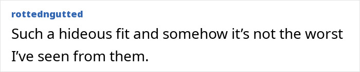 Text comment says Balenciaga outfit is hideous; not the worst they've seen.