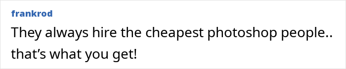 Comment criticizing a Photoshop fail in a bikini photo. Comment criticizing a Photoshop fail in a bikini photo.