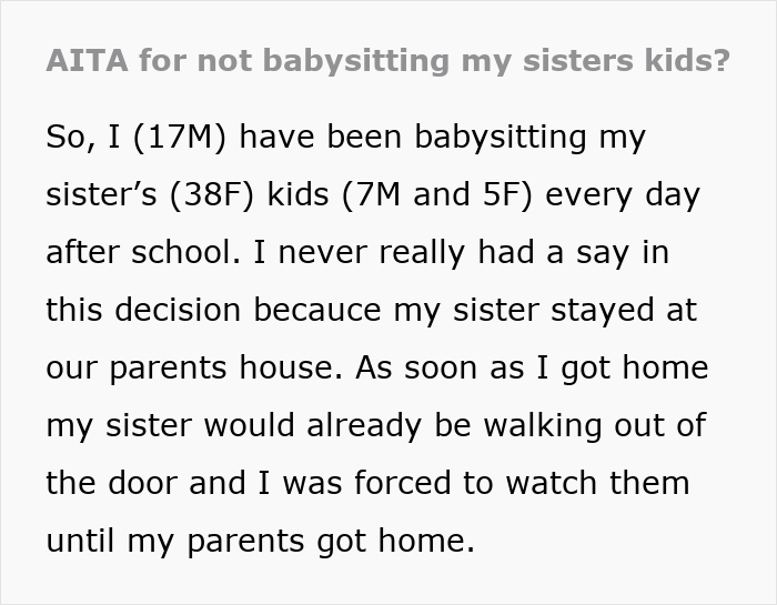 Teenager struggles with babysitting, causing social media backlash from sister.