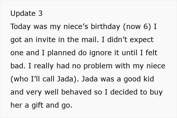 Text about a teenager's experience at a niece's birthday, planning to attend despite an earlier babysitting issue.