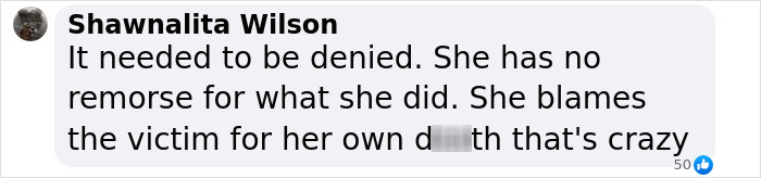 Comment on Selena's assassin denied parole, blaming victim.