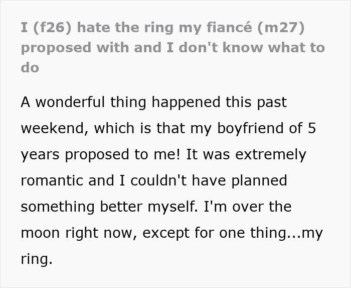 People Are Ready To Shred This Woman For Not Liking Her Engagement Ring, Until They See The Photo