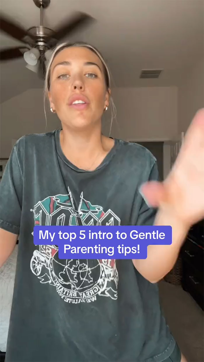 Woman sharing top gentle parenting tips in a casual home setting. Woman sharing top gentle parenting tips in a casual home setting.