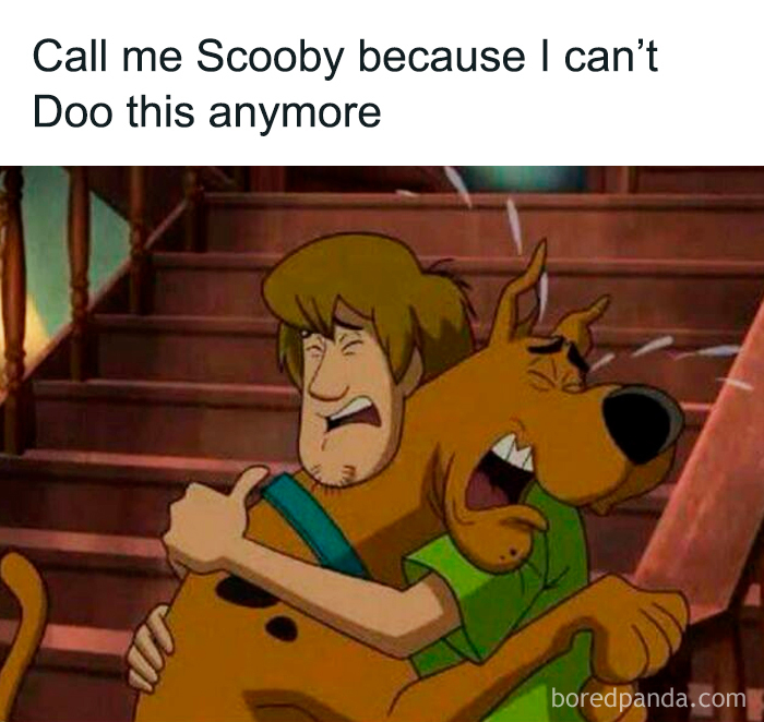 Scooby-Doo and Shaggy hugging on stairs with a nostalgic meme caption above.
