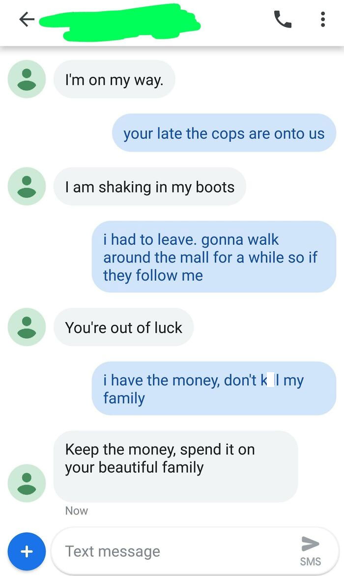 Text conversation showing funny messages sent to the wrong recipient.