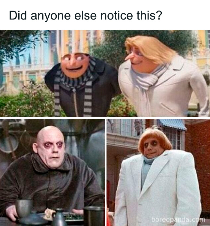 Funny comparison meme highlighting similarities between animated characters and nostalgic scenes.