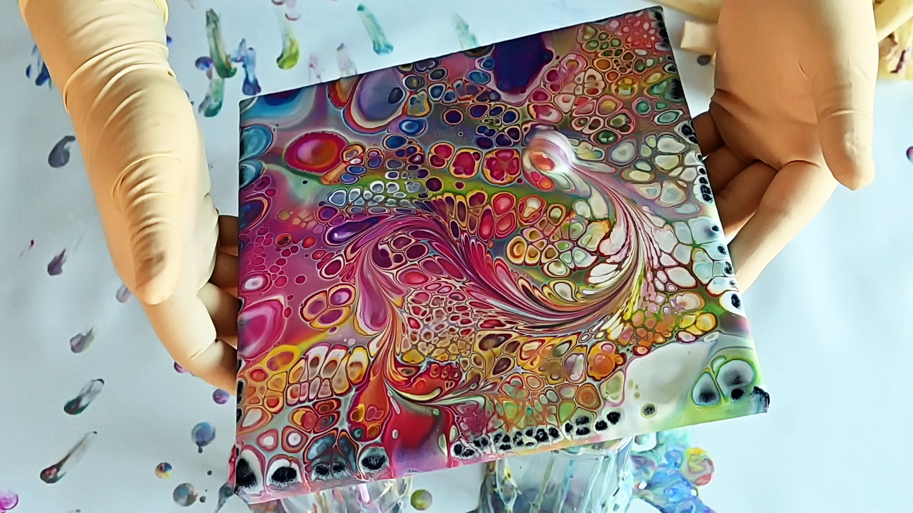 Fluid Art Fusion: Invisible Sandwich Pour With A Marble Roll! 🎭🎨 Easy Beginners Technique