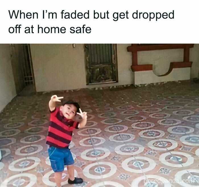 A child in a striped shirt strikes a playful pose, capturing a funny meme moment.