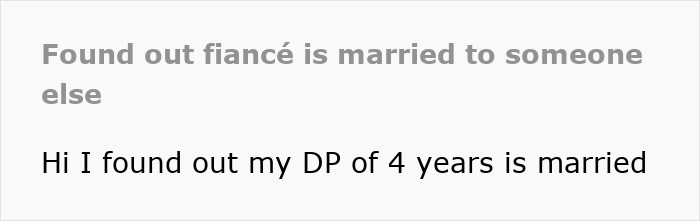 Woman discovers fianc&eacute; is married, text exchange reveals shocking details.