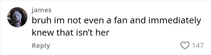 Comment questioning Billie Eilish look-alike's resemblance, expressing doubt.