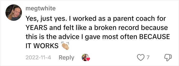 Parent coach shares effective advice in online comment, highlighting parenting tips and their success in breaking negative loops. Parent coach shares effective advice in online comment, highlighting parenting tips and their success in breaking negative loops.