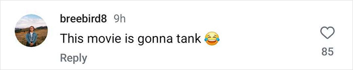 Comment on Disney's 'Snow White' event saying, "This movie is gonna tank," with a laughing emoji.