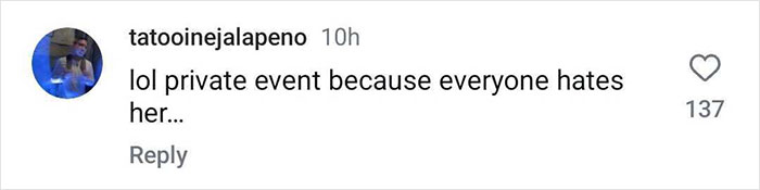 Screenshot of a comment criticizing Disney's Snow White event as a private gathering.