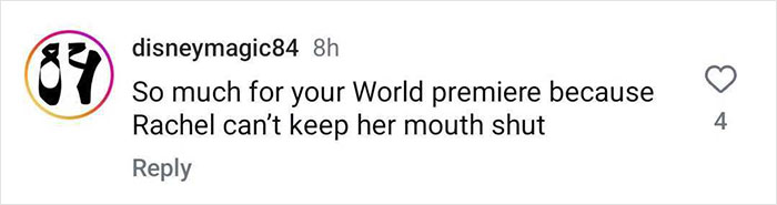 A comment criticizing a Snow White event, suggesting it struggled due to negative remarks.