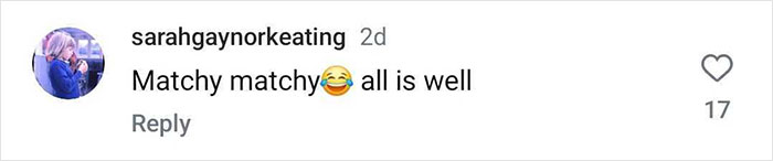 Comment praising Taylor Swift and Travis Kelce's matching look on a date night, including a laughing emoji and 17 likes.