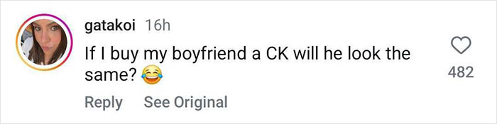 Comment on Bad Bunny Calvin Klein ad campaign humorously questioning product results.