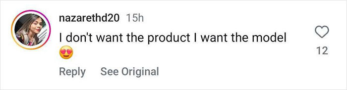 Comment on an ad with heart-eye emoji, referencing a Calvin Klein campaign.