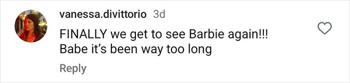 Comment from fan excited about seeing Barbie Ferreira again.