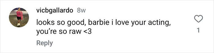 Comment praising Barbie Ferreira's acting in recent movie.