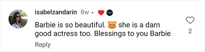 Barbie Ferreira praised for beauty and acting skills in fan comment.