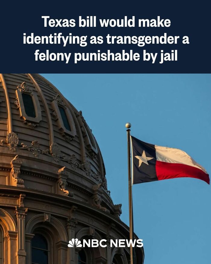 Texas bill discussed with flag and dome, highlighting legislative topic in NBC News image for meme group.