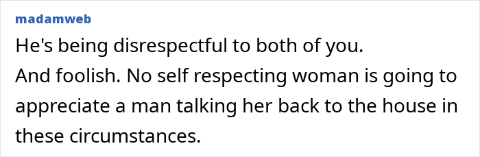 Comment criticizing ex for bringing a woman into shared home during separation process.