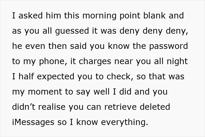 Text message revealing husband's infidelity and sleepover, wife retrieves deleted iMessages, knows everything. Text message revealing husband's infidelity and sleepover, wife retrieves deleted iMessages, knows everything.