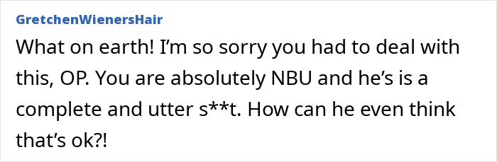 Online comment expressing shock about a couple separating and a woman brought into the shared home.