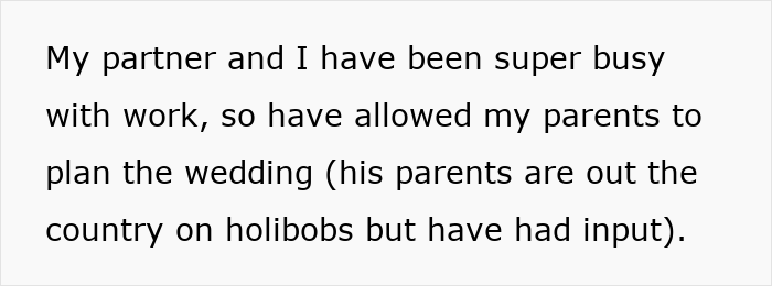 Text about wedding planning and busy schedules.