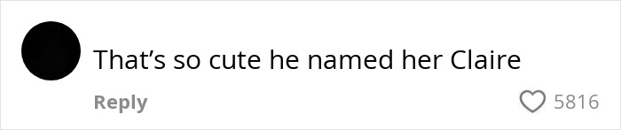 Comment on clip with Ed O'Neill and daughter: "That's so cute he named her Claire," with 5816 likes.