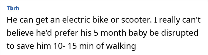 Comment about husband preferring a drive over walking, suggesting an electric bike or scooter alternative. Comment about husband preferring a drive over walking, suggesting an electric bike or scooter alternative.